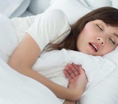 tired exhausted stressed woman snoring